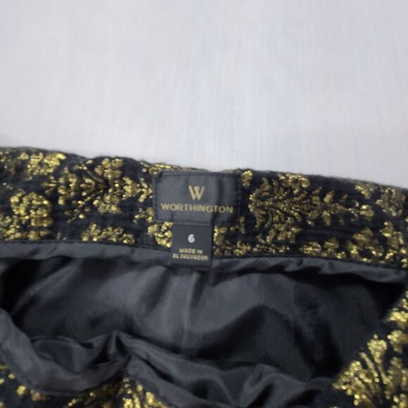 Worthington Gold Metallic Damask Pencil Skirt - Picture 8 of 8